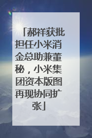 郝祥获批担任小米消金总助兼董秘，小米集团资本版图再现协同扩张